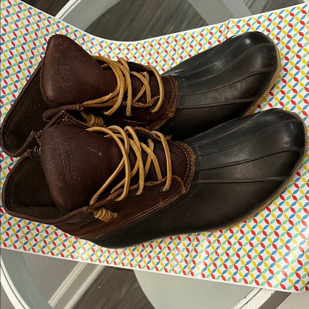 Sperry Brown and Black Duck Boots - Picture 2 of 12